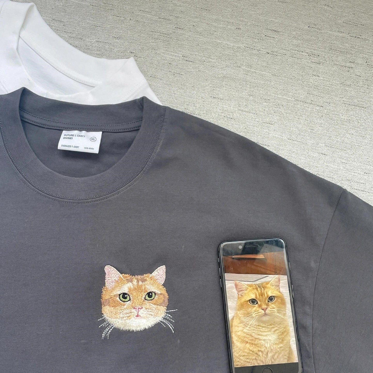 Vintage Washed Tee with Custom Pet Embroidery