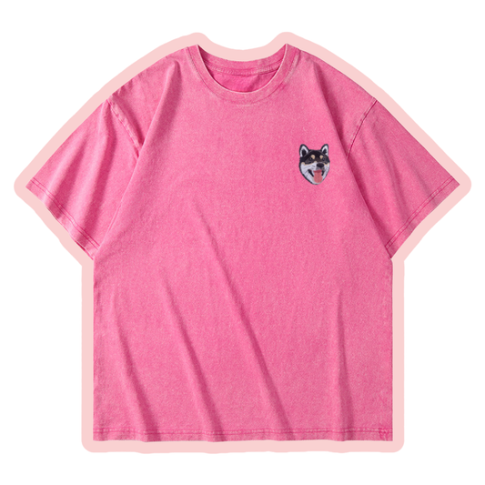 Vintage Washed Tee with Custom Pet Embroidery